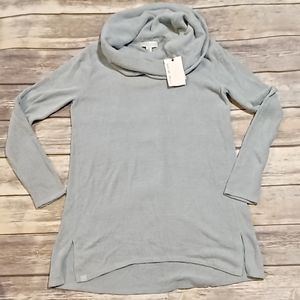 Barefoot Dreams Ultra Lite Cowl Neck Hi-Low Tunic Aqua Mist XS